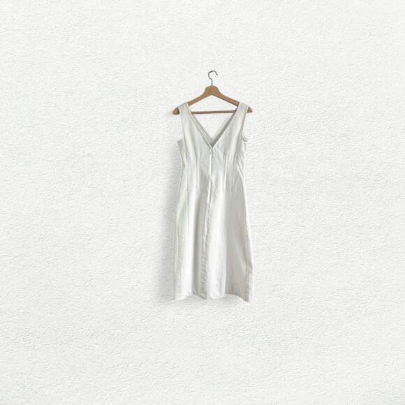 J.Crew Stretch Twill Corset Midi Dress in White - Picture 8 of 8